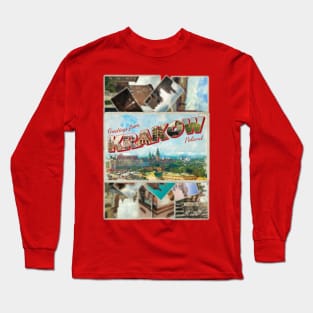 Greetings from Krakow in Poland Vintage style retro souvenir Long Sleeve T-Shirt